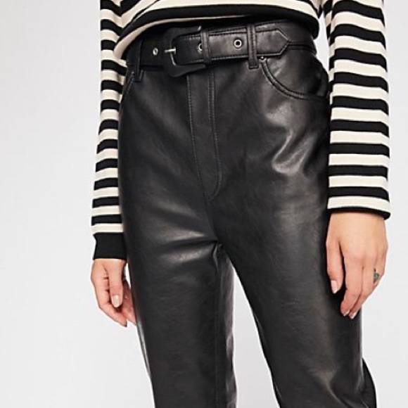 Free People Pants - Free People Belted Vegan Leather Skinny Pants